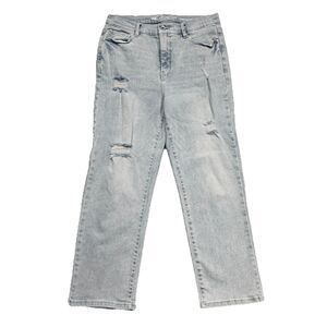 Wallflower Jeans Fearless Curvy Super High Rise Crop 10 (30x25) Blue Distressed